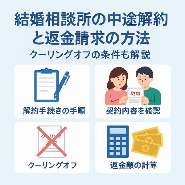 【完全ガイド】結婚相談所の中途解約と返金請求の方法｜クーリングオフの条件も解説