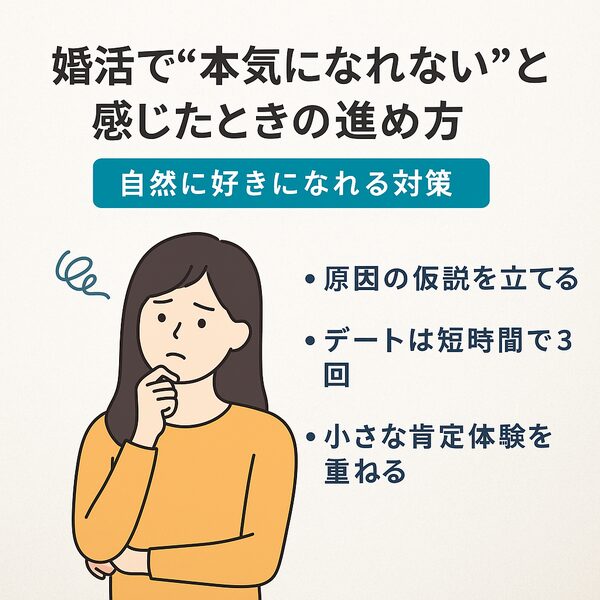 婚活で“本気になれない”と感じたときの進め方｜自然に好きになれる対策