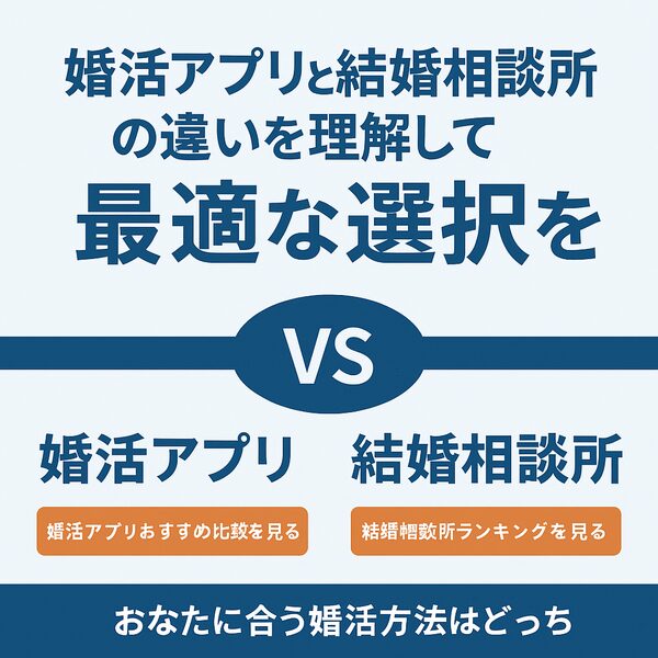 【徹底比較】婚活アプリと結婚相談所の違いとは？メリット・デメリットを解説